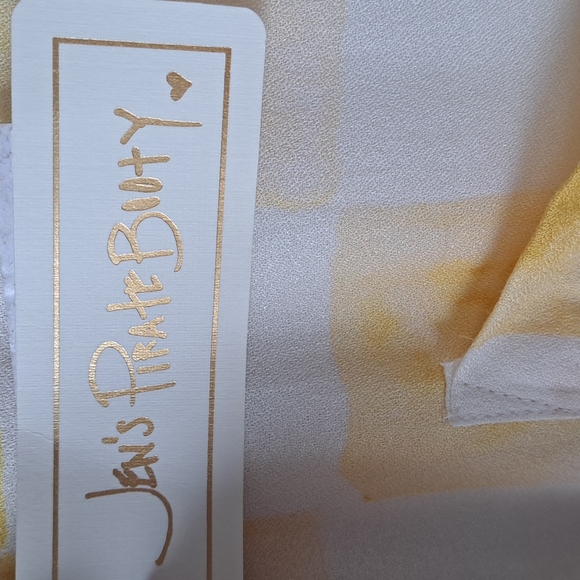 Jen's Pirate Booty Ocean Front Kapalua Short Sleeve Gold Check Shirt SZ M - Picture 8 of 13